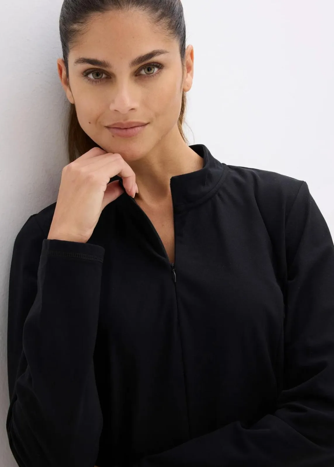 bonprix Bekleidung·Sweat|Nachhaltigere Materialien^Thermo Funktionsjacke mit halben Reißverschluss, schnelltrocknend schwarz