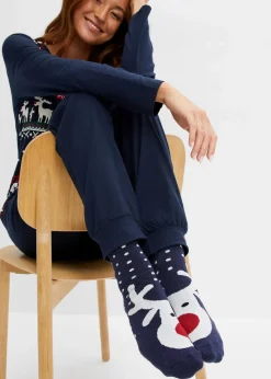 bonprix Mehrfachpacks|Jungen·Strümpfe^Thermo Socken mit weichem Innenfrottee (3er Pack) dunkelblau gemustert