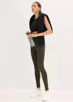 bonprix Bekleidung·Sweat|Bekleidung·Kleider^Thermo-Leggings mit reflektierenden Details und Handytasche nachtoliv