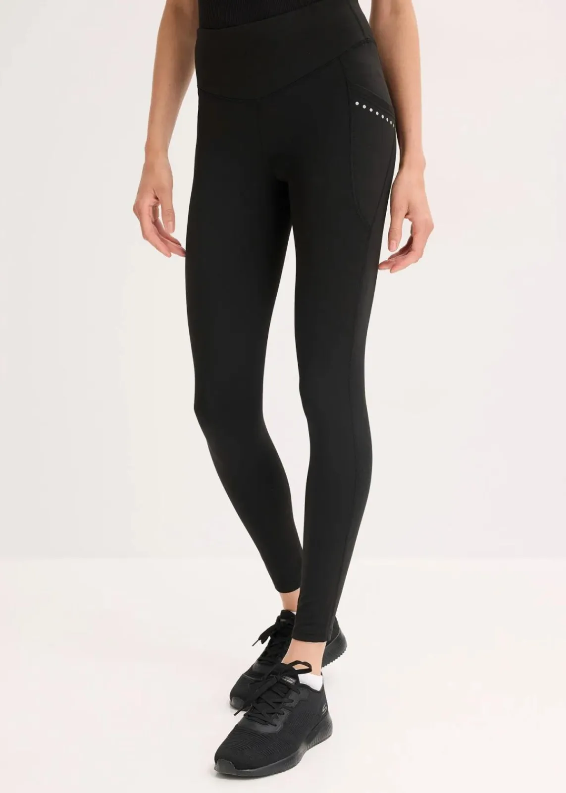 bonprix Hosen|Sportbekleidung^Thermo-Leggings mit reflektierenden Details und Handytasche schwarz