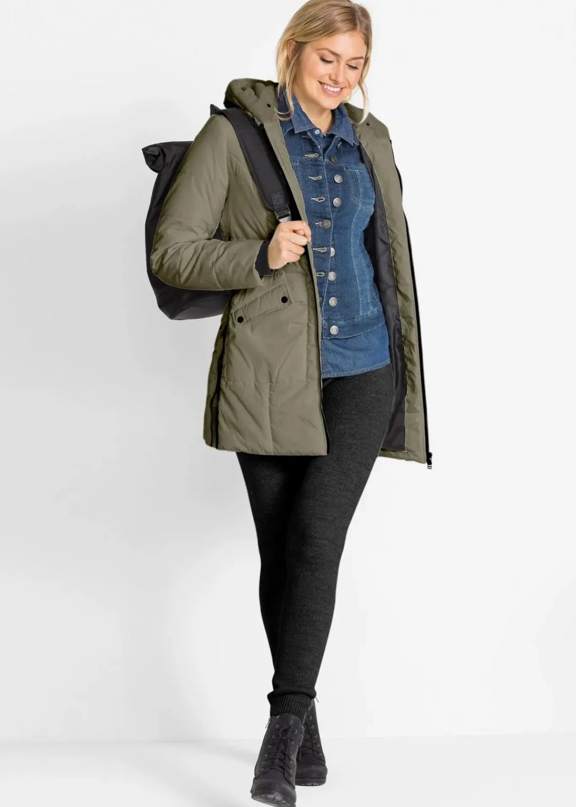 bonprix Bekleidung·Kleider|Thermobekleidung^Thermo-Leggings mit Rippbund schwarz