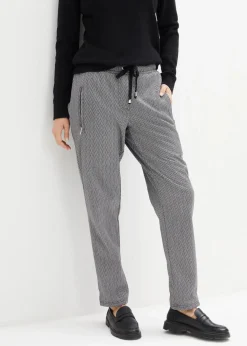 bonprix Hosen|Thermobekleidung^Thermo-Schlupfhose mit Bequembund wollweiß/schwarz graphisch bedruckt