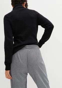 bonprix Hosen|Thermobekleidung^Thermo-Schlupfhose mit Bequembund wollweiß/schwarz graphisch bedruckt