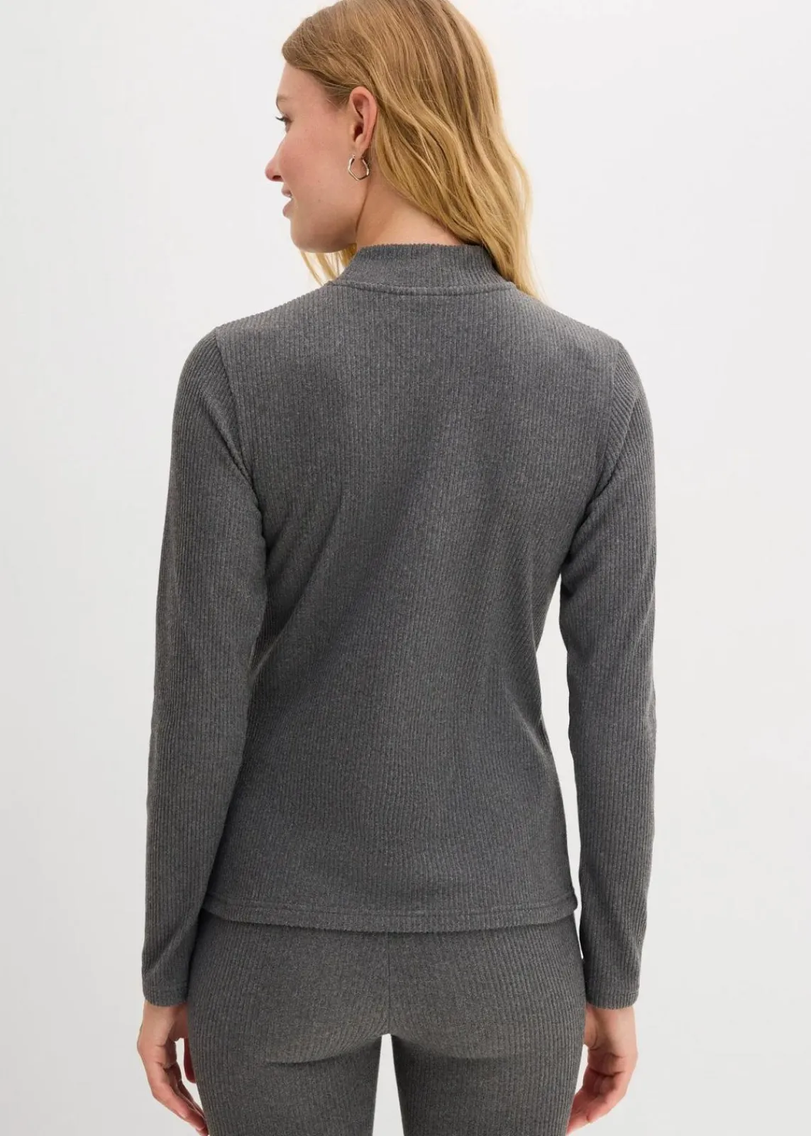 bonprix Shirts & Tops|Sportbekleidung^Thermoshirt mit Stehkragen grau meliert meliert