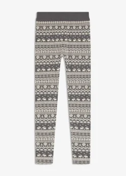 bonprix Bekleidung·Kleider|Nachhaltigere Materialien^Thermo-Strumpfleggings grau/wollweiß gemustert