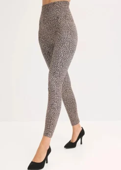 bonprix Bekleidung·Kleider|Thermounterwäsche^Thermo-Strumpfleggings braun/schwarz leo bedruckt