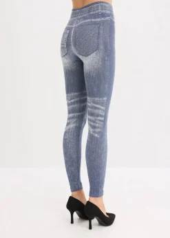 bonprix Bekleidung·Kleider|Thermounterwäsche^Thermo-Strumpfleggings mit weicher Innenseite blau jeansoptik