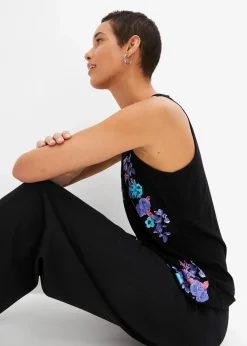bonprix Shirts & Tops|Nachhaltigere Materialien^Top aus fließendem Viskose-Mix schwarz bedruckt