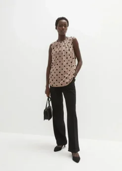 bonprix Shirts & Tops|Blusen & Tuniken^Top aus fließender Viskose taupe/schwarz