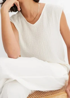 bonprix Shirts & Tops^Top aus leichtem Crêpe wollweiß