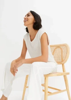 bonprix Shirts & Tops^Top aus leichtem Crêpe wollweiß