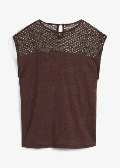 bonprix Premium|Shirts & Tops^Top aus reinem Leinen dunkelbraun