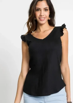 bonprix Nachhaltigere Materialien|Shirts & Tops^Top aus reiner Bio-Baumwolle schwarz