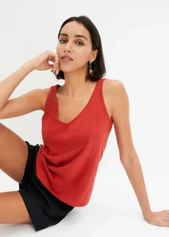 bonprix Nachhaltigere Materialien|Shirts & Tops^Top aus reiner Bio-Baumwolle karminrot