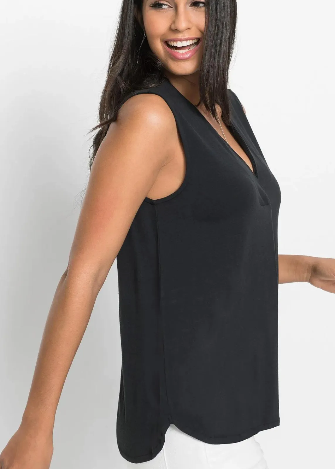 bonprix Nachhaltigere Materialien|Shirts & Tops^Top aus softem Viskose-Mix schwarz