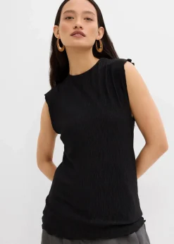 bonprix Shirts & Tops^Top aus strukturiertem Crinkle schwarz