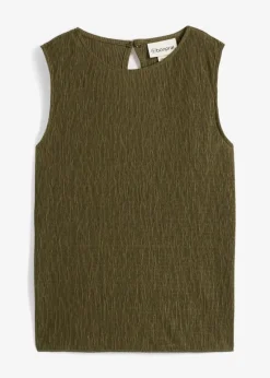 bonprix Shirts & Tops^Top aus strukturiertem Crinkle dunkeloliv
