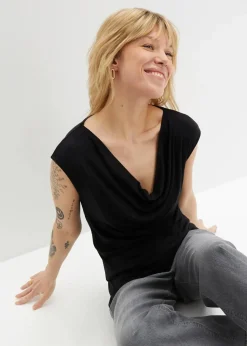 bonprix Nachhaltigere Materialien|Shirts & Tops^Top aus Viskose-Mix schwarz