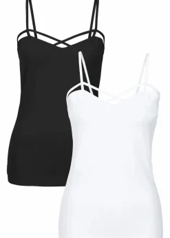 bonprix Shirts & Tops^Top 2er-Pack aus Baumwoll-Mix schwarz + weiß