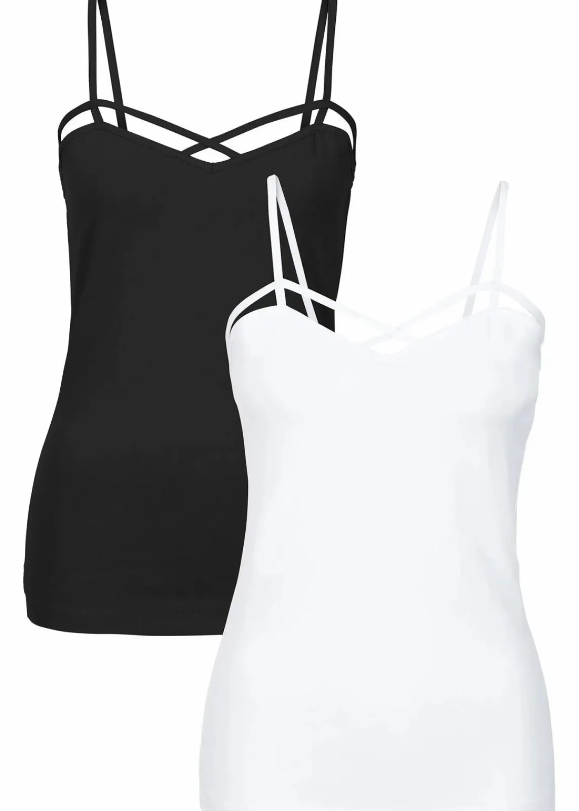 bonprix Shirts & Tops^Top 2er-Pack aus Baumwoll-Mix schwarz + weiß