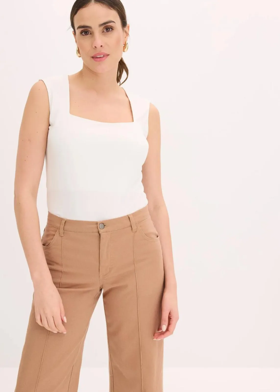 bonprix Shirts & Tops^Top mit Careé Ausschnitt wollweiß