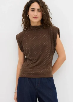bonprix Shirts & Tops^Top mit Glitzersteinen braun