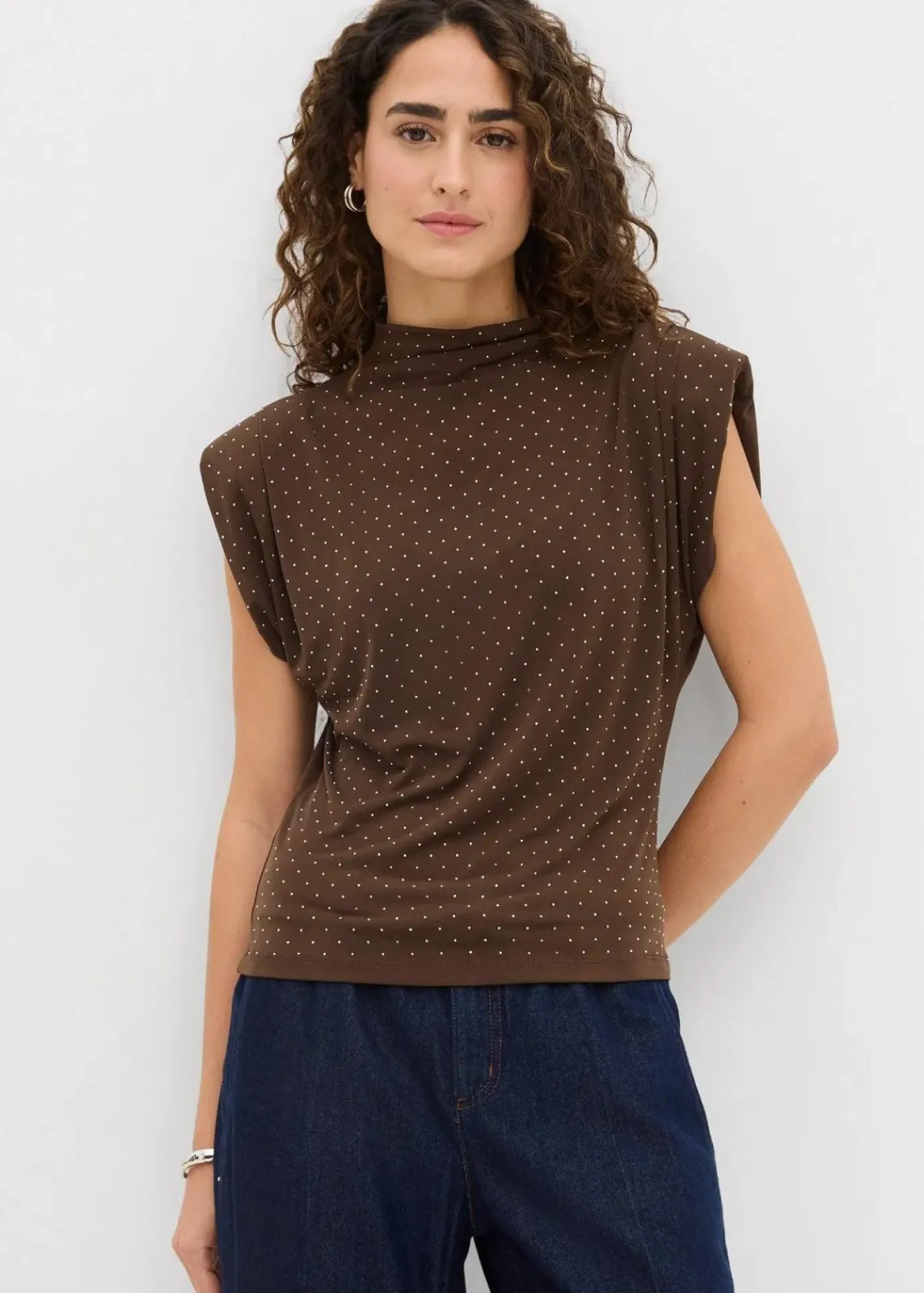 bonprix Shirts & Tops^Top mit Glitzersteinen braun