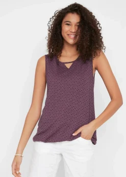 bonprix Shirts & Tops|Nachhaltigere Materialien^Top mit Gummizug holunderbeere bedruckt