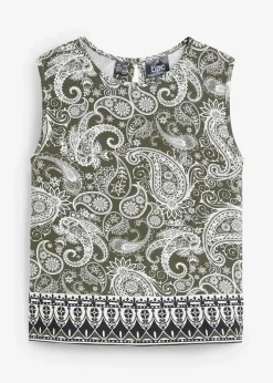 bonprix Shirts & Tops|Nachhaltigere Materialien^Top mit Muster aus Viskose dunkeloliv paisley