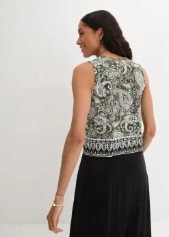 bonprix Shirts & Tops|Nachhaltigere Materialien^Top mit Muster aus Viskose dunkeloliv paisley