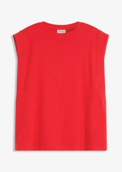 bonprix Shirts & Tops^Top mit Ripp-Einsatz am Ärmel erdbeere