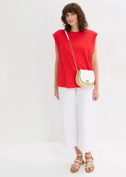 bonprix Shirts & Tops^Top mit Ripp-Einsatz am Ärmel erdbeere