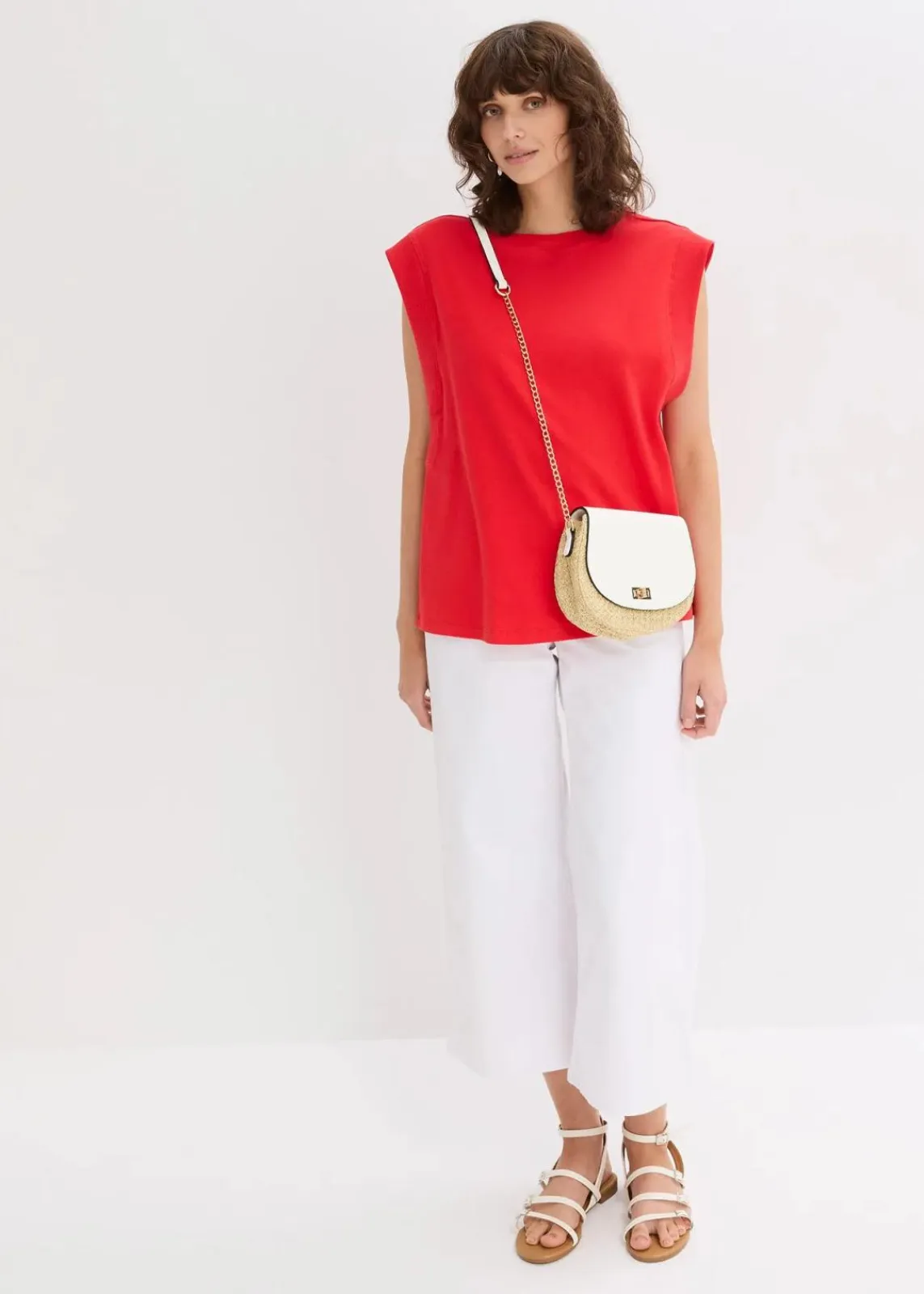 bonprix Shirts & Tops^Top mit Ripp-Einsatz am Ärmel erdbeere
