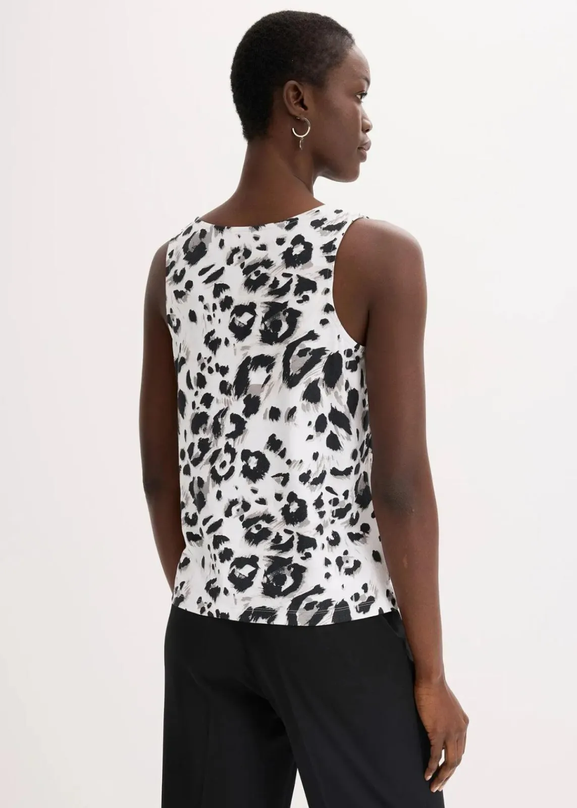 bonprix Shirts & Tops^Top mit Schluppe weiß/schwarz/taupe/beige leo bedruckt