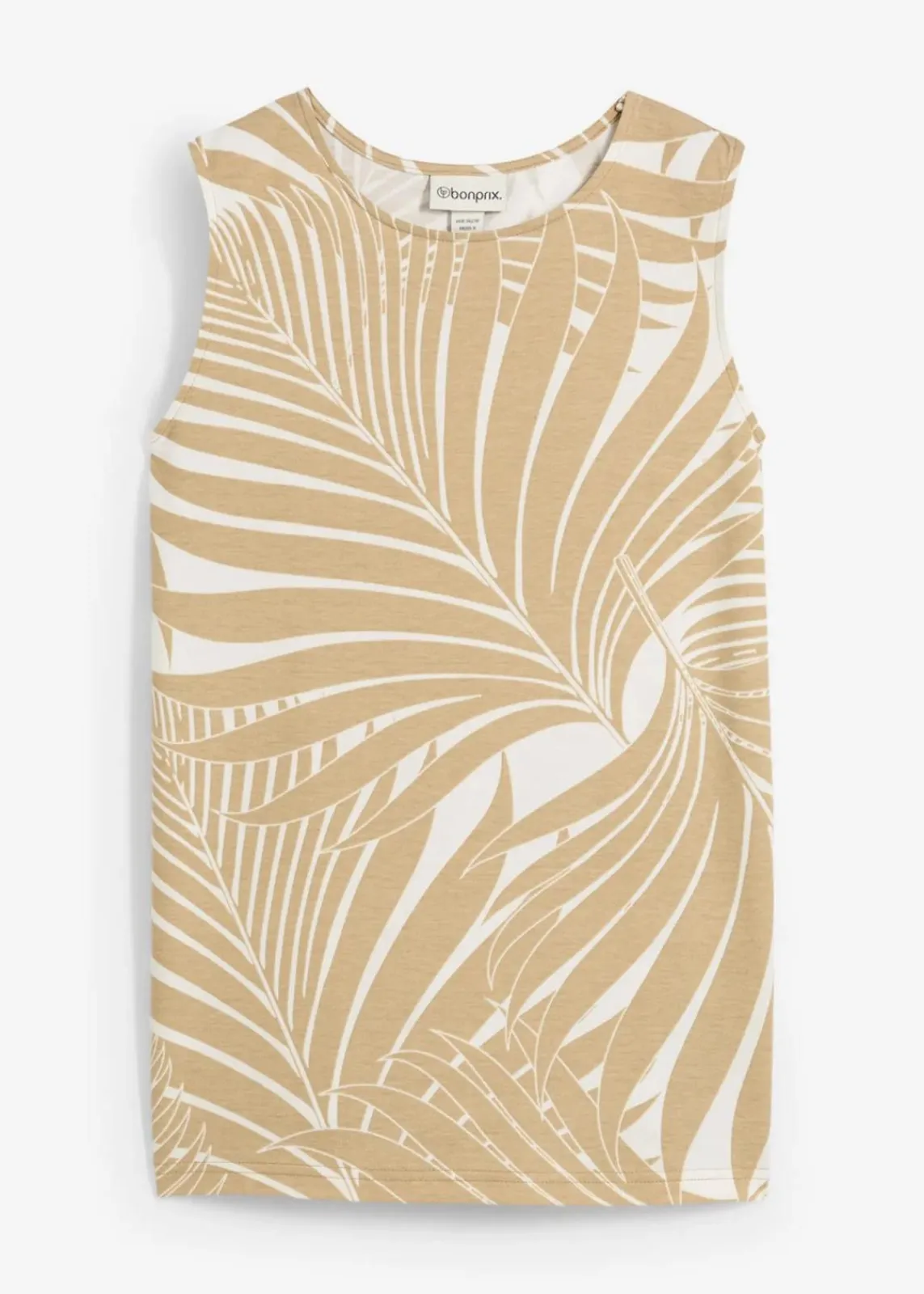 bonprix Shirts & Tops|Nachhaltigere Materialien^Top mit seitlichen Schlitzen wollweiß/new beige bedruckt