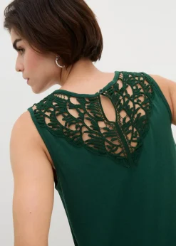 bonprix Shirts & Tops^Top mit Spitze dunkelgrün