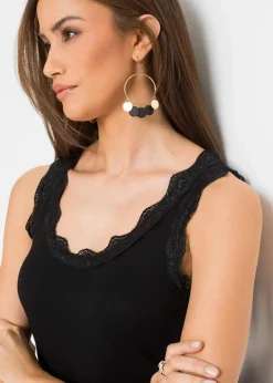 bonprix Shirts & Tops^Top mit Spitze (2er-Pack) schwarz + wollweiß