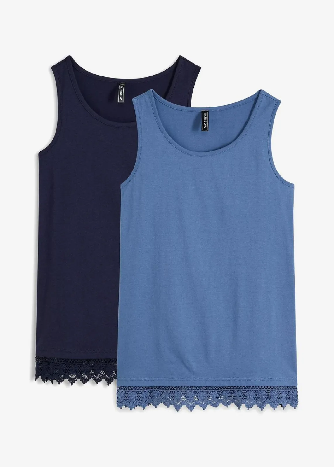 bonprix Shirts & Tops^Top mit Spitze (2er-Pack) jeansblau + dunkelblau