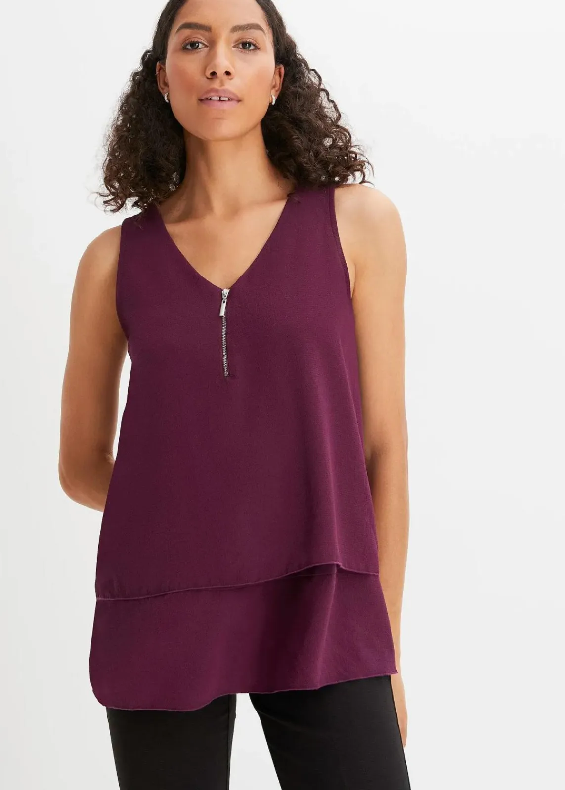 bonprix Shirts & Tops|Blusen & Tuniken^Top mit Zipper aus nachhaltige Viskose holunderbeere