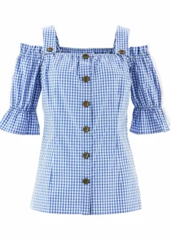 bonprix Bekleidung·Jacken & Mäntel|Blusen & Tuniken^Trachtenbluse mit halbem Arm himmelblau/weiß kariert