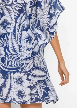 bonprix Strandmode|Bademode·Strandmode^Transparente Strandtunika blau / weiss floral