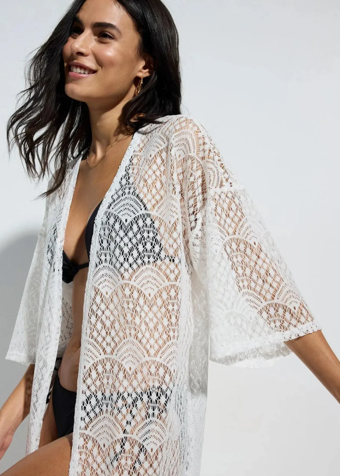 bonprix Strandmode|Bademode·Strandmode^Transparenter Strandkimono weiß