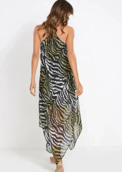 bonprix Strandmode|Bademode·Strandmode^Transparentes Strand Maxikleid aus leichtem Chiffon zebra olivgrün