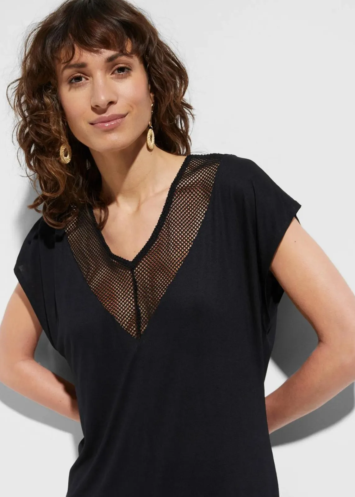 bonprix Strandmode|Bademode·Strandmode^Transparentes Strandkleid aus Viskose schwarz