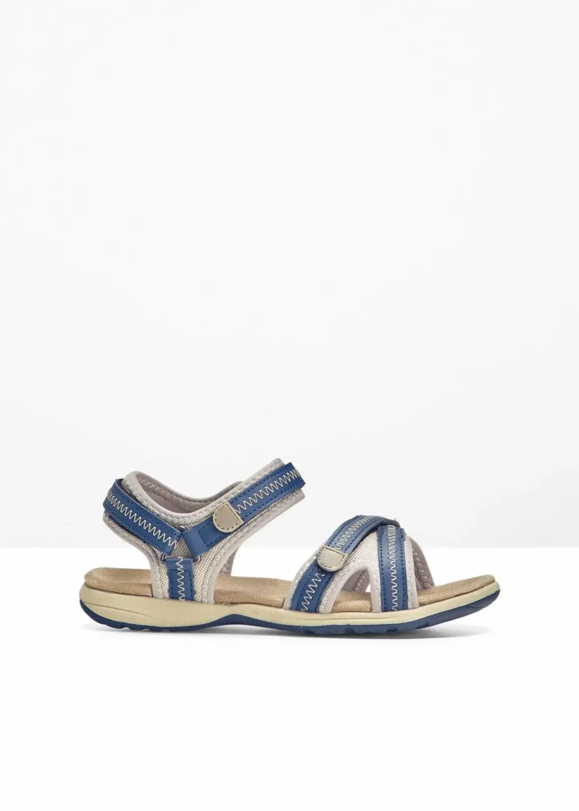 bonprix Sommerschuhe^Trekkingsandalen mit Profilsohle dunkelblau/beige