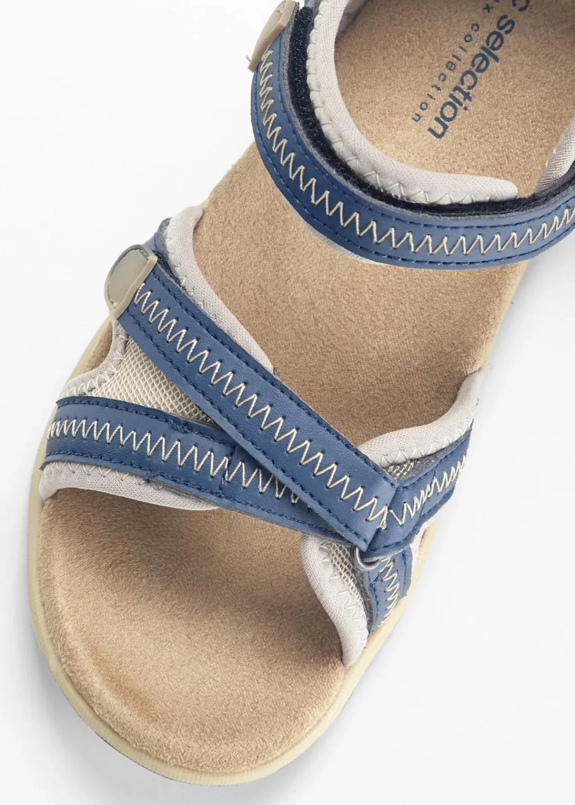 bonprix Sommerschuhe^Trekkingsandalen mit Profilsohle dunkelblau/beige