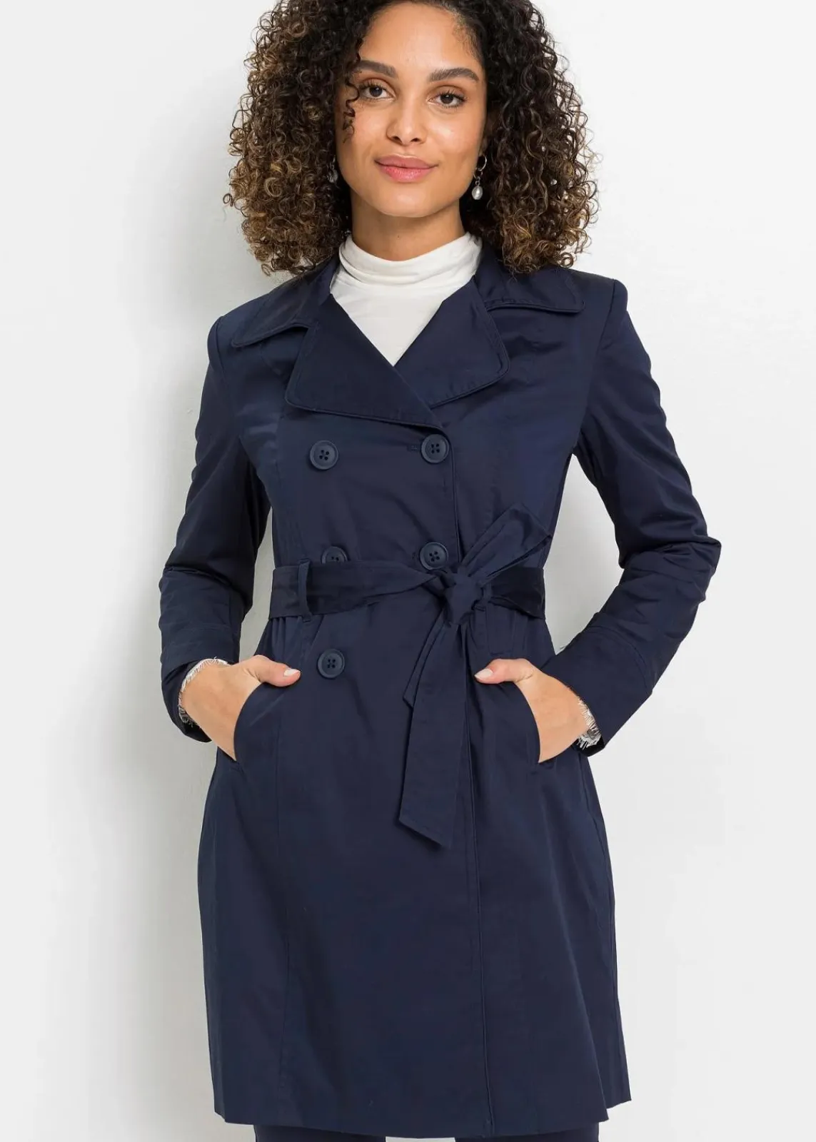bonprix Jacken & Mäntel|Bekleidung·Hosen^Trenchcoat aus Baumwolle dunkelblau