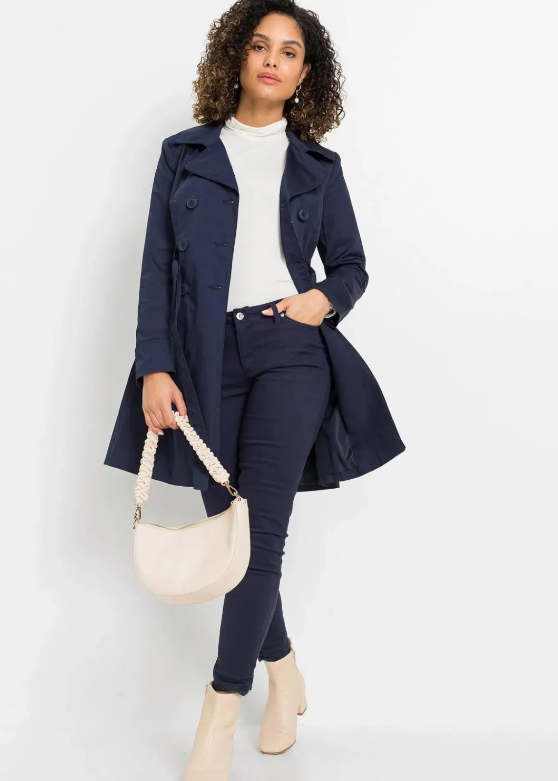 bonprix Jacken & Mäntel|Bekleidung·Hosen^Trenchcoat aus Baumwolle dunkelblau