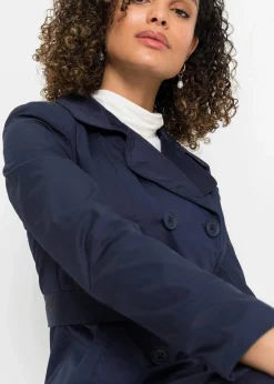 bonprix Jacken & Mäntel|Bekleidung·Hosen^Trenchcoat aus Baumwolle dunkelblau