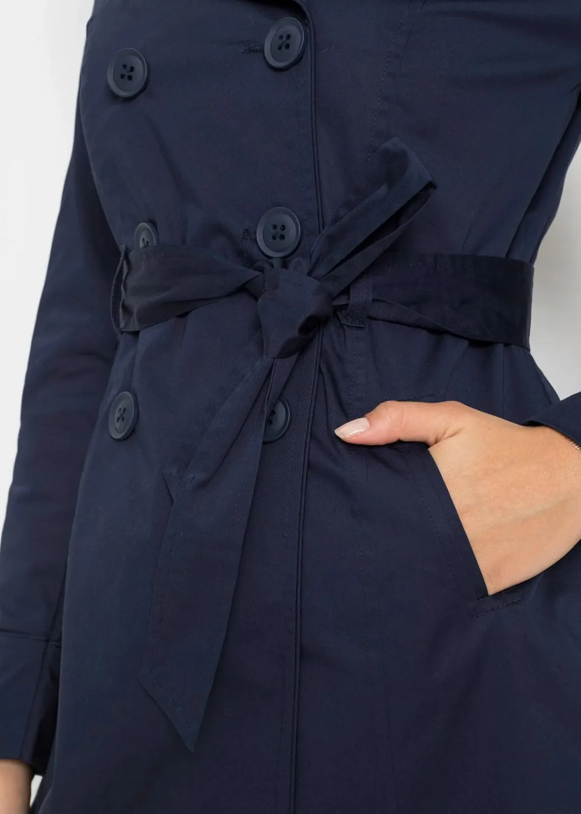bonprix Jacken & Mäntel|Bekleidung·Hosen^Trenchcoat aus Baumwolle dunkelblau